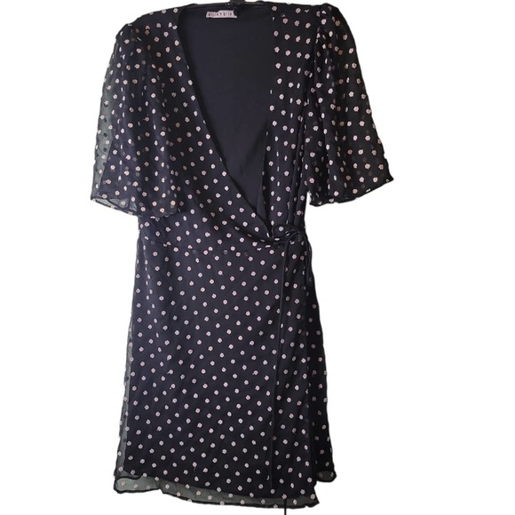Alice + Olivia Dress Sz 6 Poka Dot Black and White Regency Core Wrap sexy - Picture 7 of 7